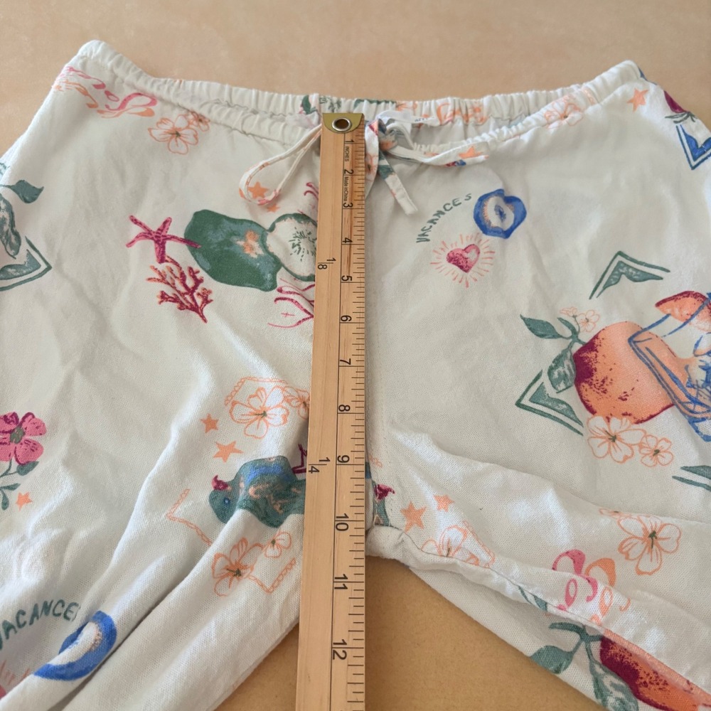 Cali 1850 Womens Vacation Print Linen blend Lounge Pants White Wide Leg Sz L - Picture 4 of 13